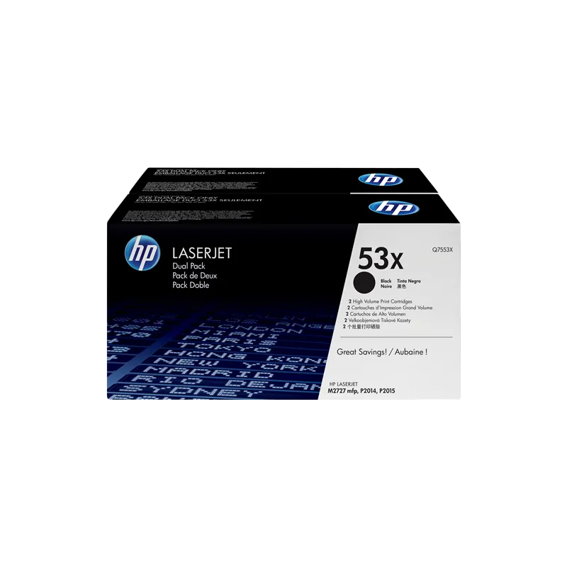 ORIGINAL Toner HP Q7553XD 53X Nero Pacco 2 Toner 7000 Pagine X 2