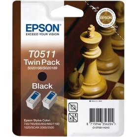 ORIGINAL Epson Value Pack nero C13T05114210 T0511 Twin Pack: 2 x 24 ml