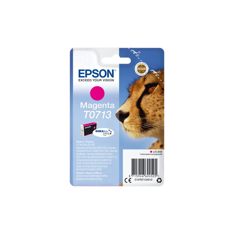 ORIGINAL Cartuccia Inkjet Epson T0713 C13T07134012 Magenta 250 Pagine