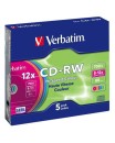 CD-RW  "Riscrivibile" Verbatim 0,700 GB Custodia Slin  5 Pezzi