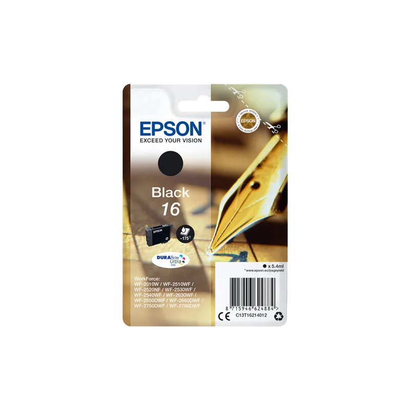 ORIGINAL Cartuccia Inkjet Epson  C13T16214012 T1621 Nero 175 Pagine 5.4ml