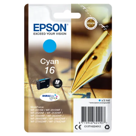 ORIGINAL Epson Cartuccia d'inchiostro ciano C13T16224012 T1622 165 Pagine 3.1ml