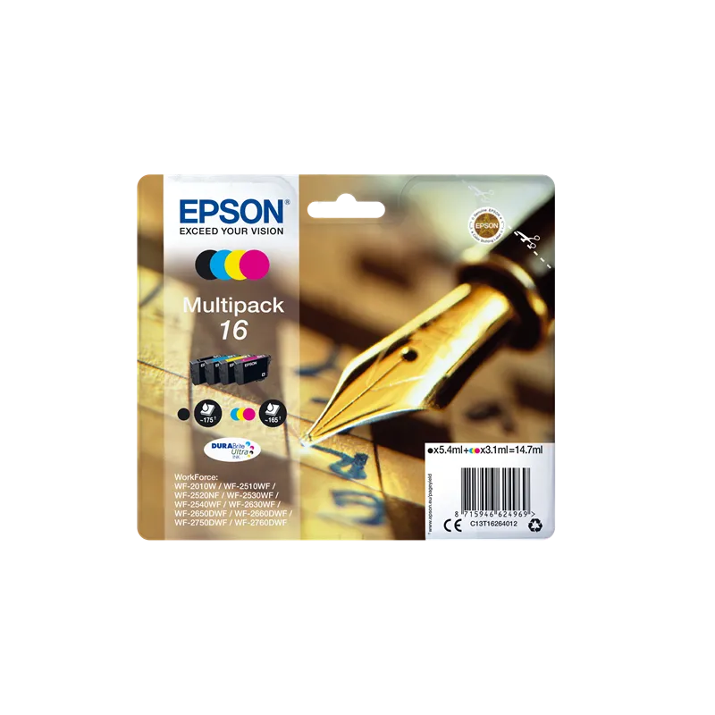 ORIGINAL Epson Multipack bk/c/m/y C13T16264012 T1626 4 cartucce d'inchiostro T1621 + T1622 + T1623 + T1624 ORIGINAL Epson Multipack bk/c/m/y C13T16264012 T1626 4 cartucce d'inchiostro T1621 + T1622 + T1623 + T1624