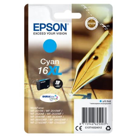 ORIGINAL Epson Cartuccia d'inchiostro ciano C13T16324012 T1632 450 Pagine 6.5ml XL