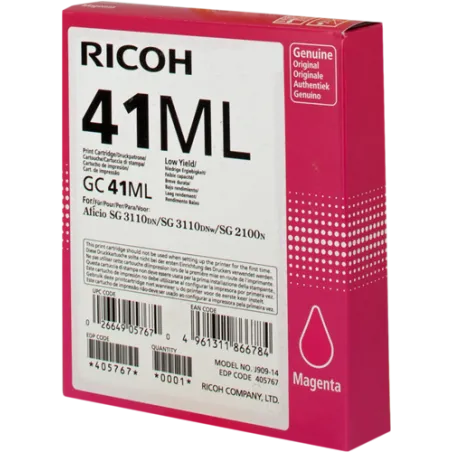 ORIGINAL Cartuccia Ricoh gel 405767 GC 41 ml Magenta 600 Pagine