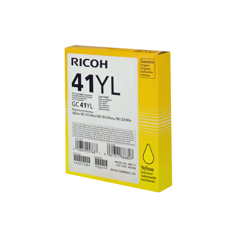 ORIGINAL Cartuccia Ricoh gel 405768 GC 41 yl Giallo 600 Pagine ORIGINAL Cartuccia Ricoh gel 405768 GC 41 yl Giallo 600 Pagine