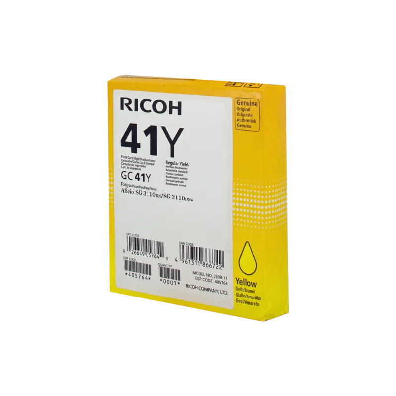 ORIGINAL Cartuccia Ricoh gel 405764 GC 41 y Giallo 2200 Pagine ORIGINAL Cartuccia Ricoh gel 405764 GC 41 y Giallo 2200 Pagine