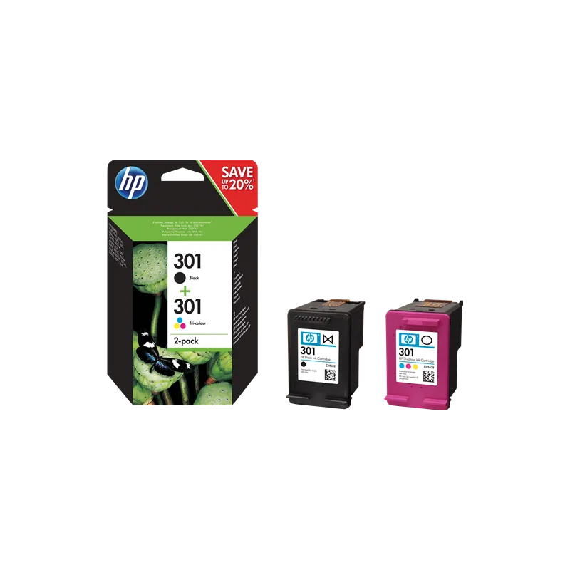 ORIGINAL Cartuccia Inkjet HP N9J72AE 301 Nero + Colore