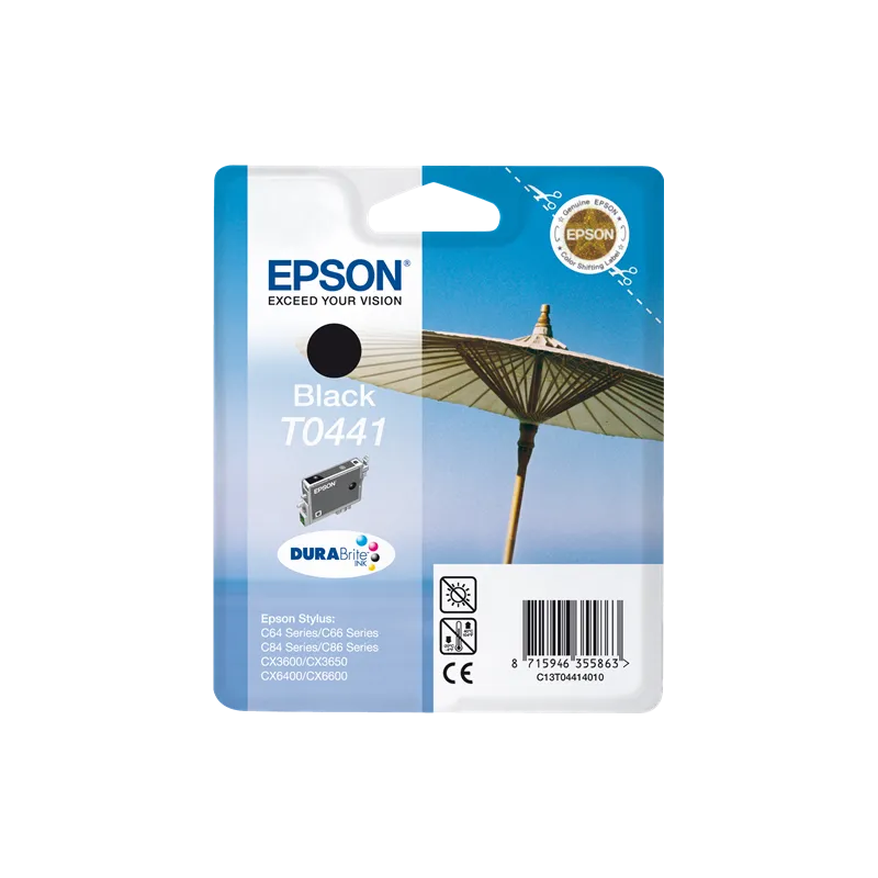 ORIGINAL Cartuccia InkJet Epson C13T04414010 T0441 Nero 540 Pagine 13ml