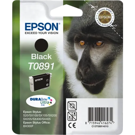ORIGINAL Cartuccia Inkjet Epson T0891 C13T08914011 Nero 170 Pagine