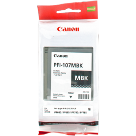 ORIGINAL Cartuccia Canon Inkjet PFI-107mbk 6704B001 Nero Opaco 130ml