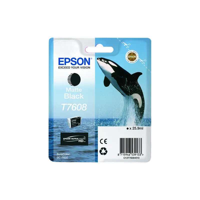 ORIGINAL Cartuccia Inkjet Epson C13T76084010 / T7608 Nero Opaco 1100 Pagine 25.9ml