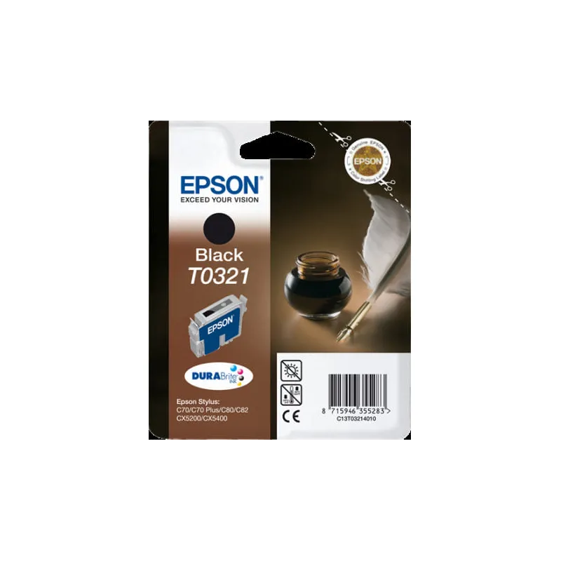 Cartuccia Epson T0321 Originale Epson C13T03214010 Nero 1240 Pagine 33ml Cartuccia Epson T0321 Originale Epson C13T03214010 Nero 1240 Pagine 33ml