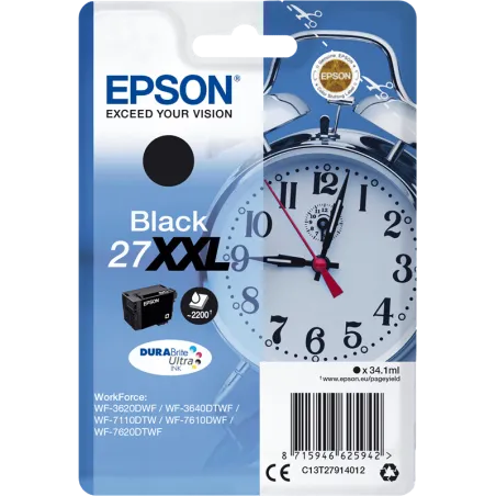 Cartuccia Epson C13T27914010 T2791 Nero Originale 2200 Pagine 34.1ml XXL