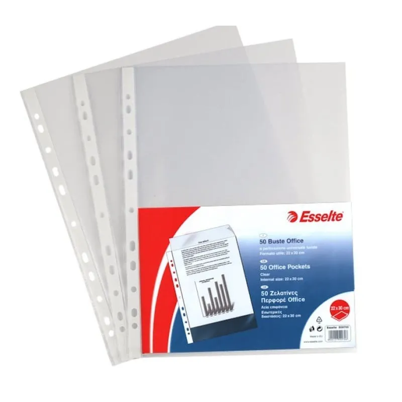 Buste porta listino Esselte perforazione Uni. 22x30 lucide CF50PZ Buste porta listino Esselte perforazione Uni. 22x30 lucide CF50PZ