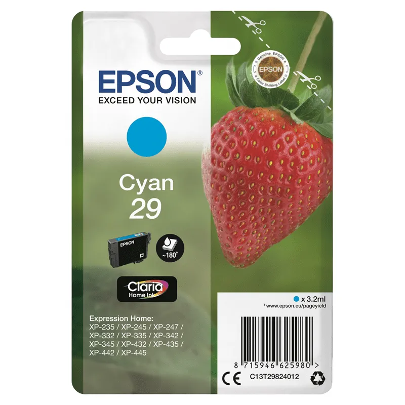 Cartuccia Epson T2982 Originale C13T29824012 Ciano T29