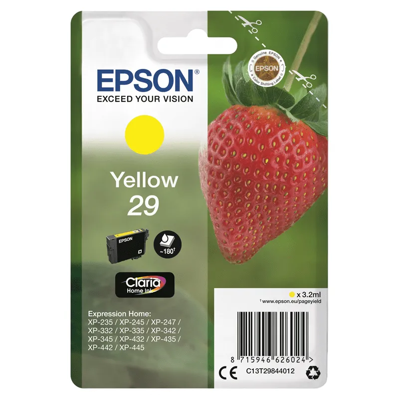Cartuccia Epson T2984 Originale C13T29844012 Giallo T29 Cartuccia Epson T2984 Originale C13T29844012 Giallo T29