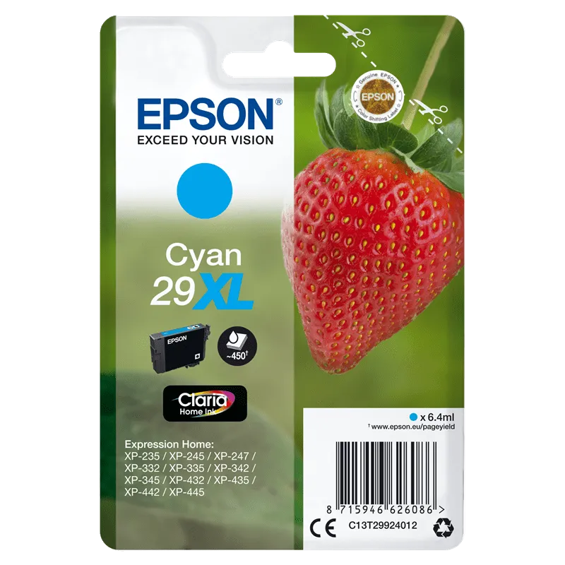 Cartuccia Epson T2992 Originale C13T29924012 Ciano T29XL