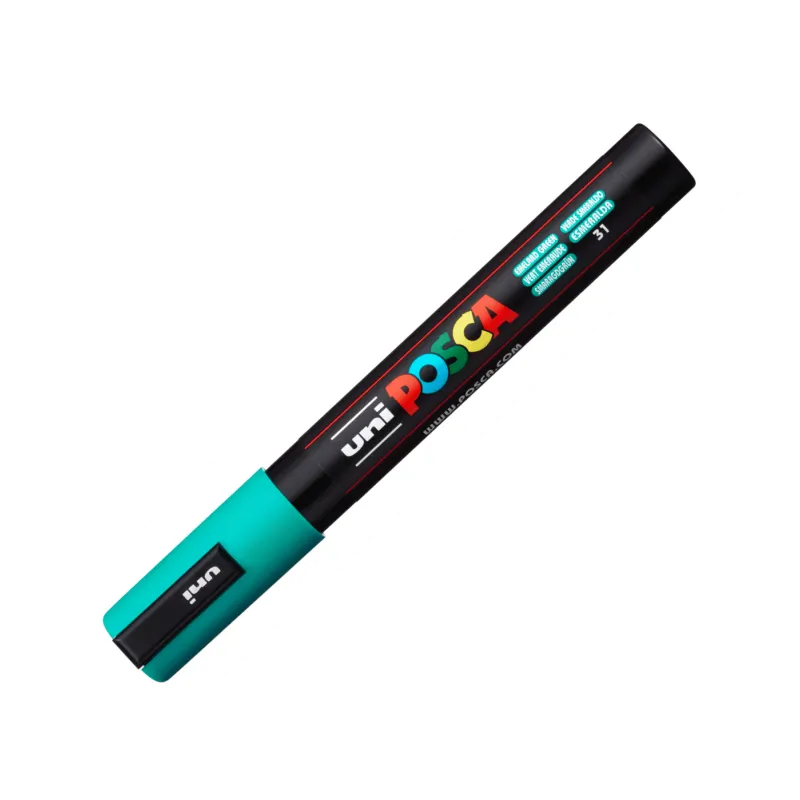 Marcatore Uni Posca PC5M - verde smeraldo - punta media da 1,8 a 2,5mm - Uni Mitsubishi