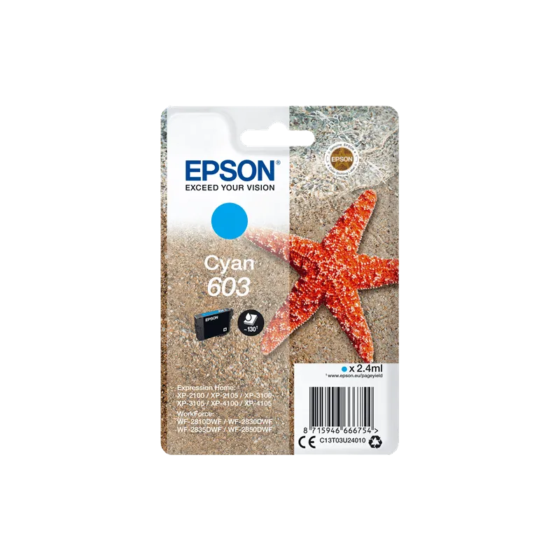 Cartuccia Epson 603 C13T03U24020 Originale Ciano Cartuccia Epson 603 C13T03U24020 Originale Ciano