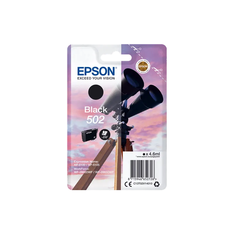 Cartuccia Epson 502 C13T02V14010 Originale Nero Cartuccia Epson 502 C13T02V14010 Originale Nero