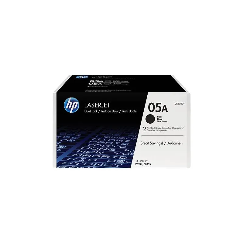 ORIGINAL HP Value Pack nero CE505D 05A Confezione doppia da 2.300 pag. ORIGINAL HP Value Pack nero CE505D 05A Confezione doppia da 2.300 pag.