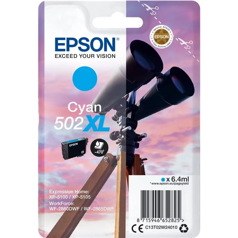 Cartuccia Epson 502XL C13T02W24010 Originale Ciano