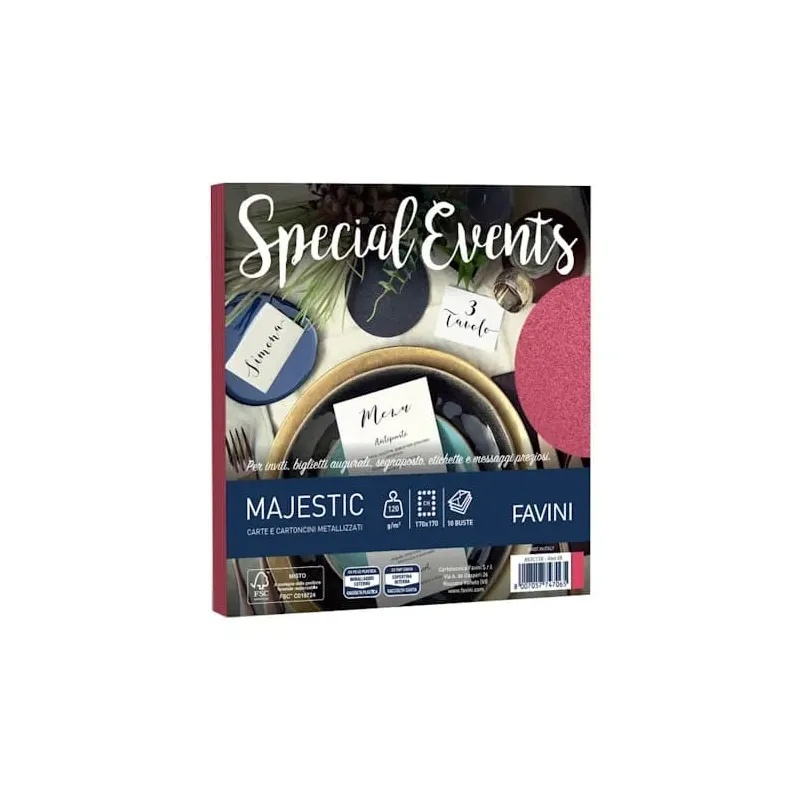 Buste metallizzate gommate per eventi Favini Majestic 17 x 17 cm