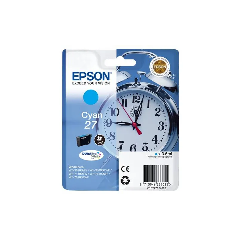 Cartuccia Epson C13T27024010 T2702 Originale Ciano 300 Pagine 3.6ml