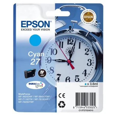 ORIGINAL Epson Cartuccia d'inchiostro ciano C13T27024010 T2702 ~300 Seiten 3.6ml