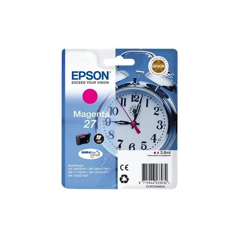 Cartuccia Epson C13T27034010 T2703 Magenta Originale 300 Pagine 3.6ml