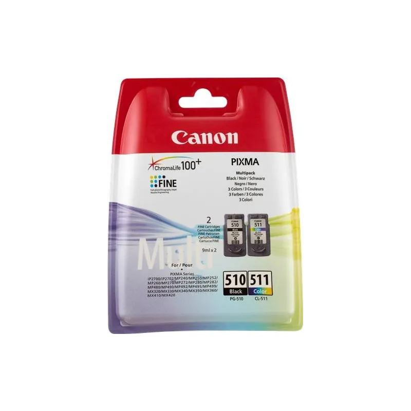 Cartuccia Canon Multipack nero più colore 2970B010 PG-510 + CL-511 Originale