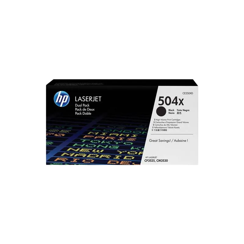 ORIGINAL HP Value Pack nero CE250XD 504X Pacco doppio