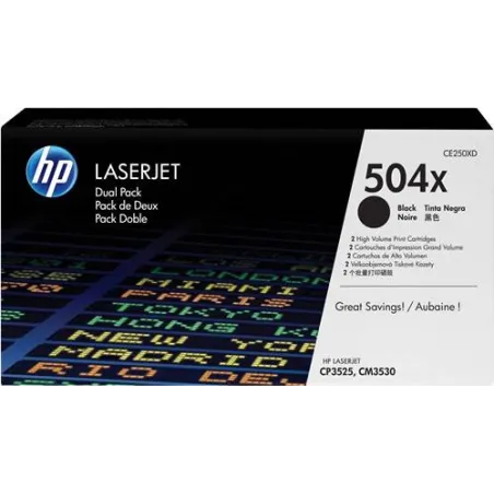 ORIGINAL HP Value Pack nero CE250XD 504X Pacco doppio