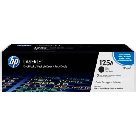 ORIGINAL HP Doppio Pack nero CB540AD 125A ~4400 Seiten Pacco doppio a 2.200 Pag.